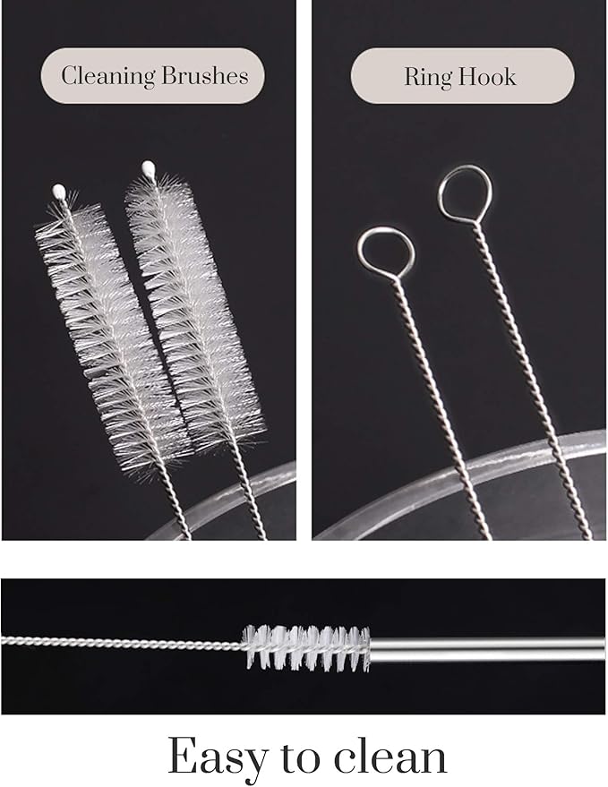 5pcs Reusable 304 Stainless Steel Drinking Straws Metal Straw Set Straight and Bent Straws with Cleaning Brush Eco Friendly Food Grade Replacement for Plastic Straws for Home Bar and Party