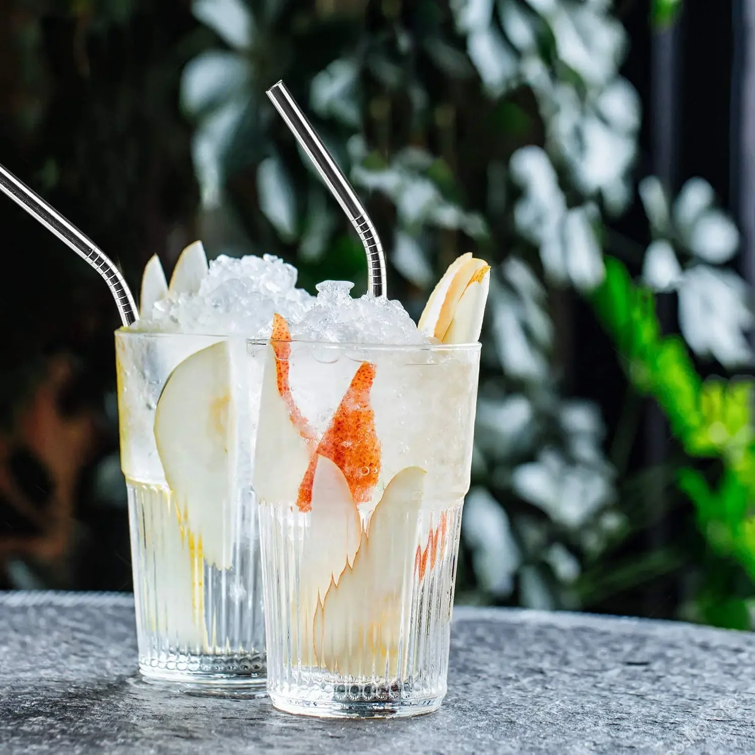 5pcs Reusable 304 Stainless Steel Drinking Straws Metal Straw Set Straight and Bent Straws with Cleaning Brush Eco Friendly Food Grade Replacement for Plastic Straws for Home Bar and Party