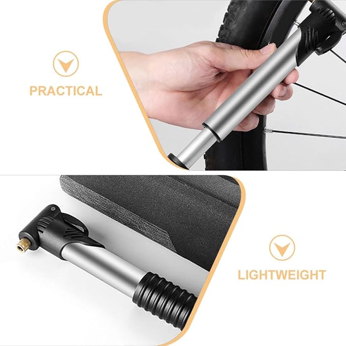 Portable Mini Bike Pump 70PSI Hand Air Pump Dual Valve Presta and Schrader Handheld Bicycle Tire Inflator Manual Bike Inflatable Pump for Bicycle Basketball Football Kayak and Sports Ball Toys