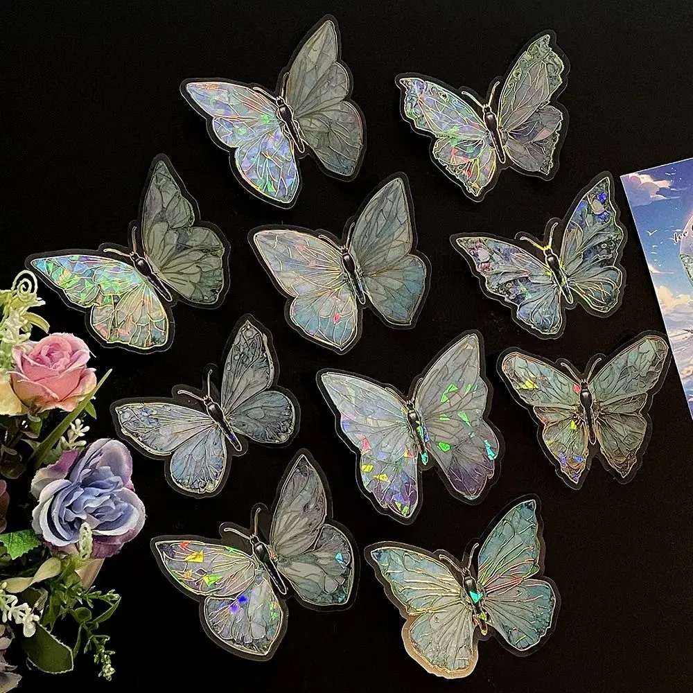 10Pcs Laser Engraved Gold 3D Butterfly Wall Decals Self adhesive Waterproof Reusable PET Stickers Dreamy Butterfly Decorations for Birthday Wedding Party Home Room Aesthetic Cake Decor DIY Crafts