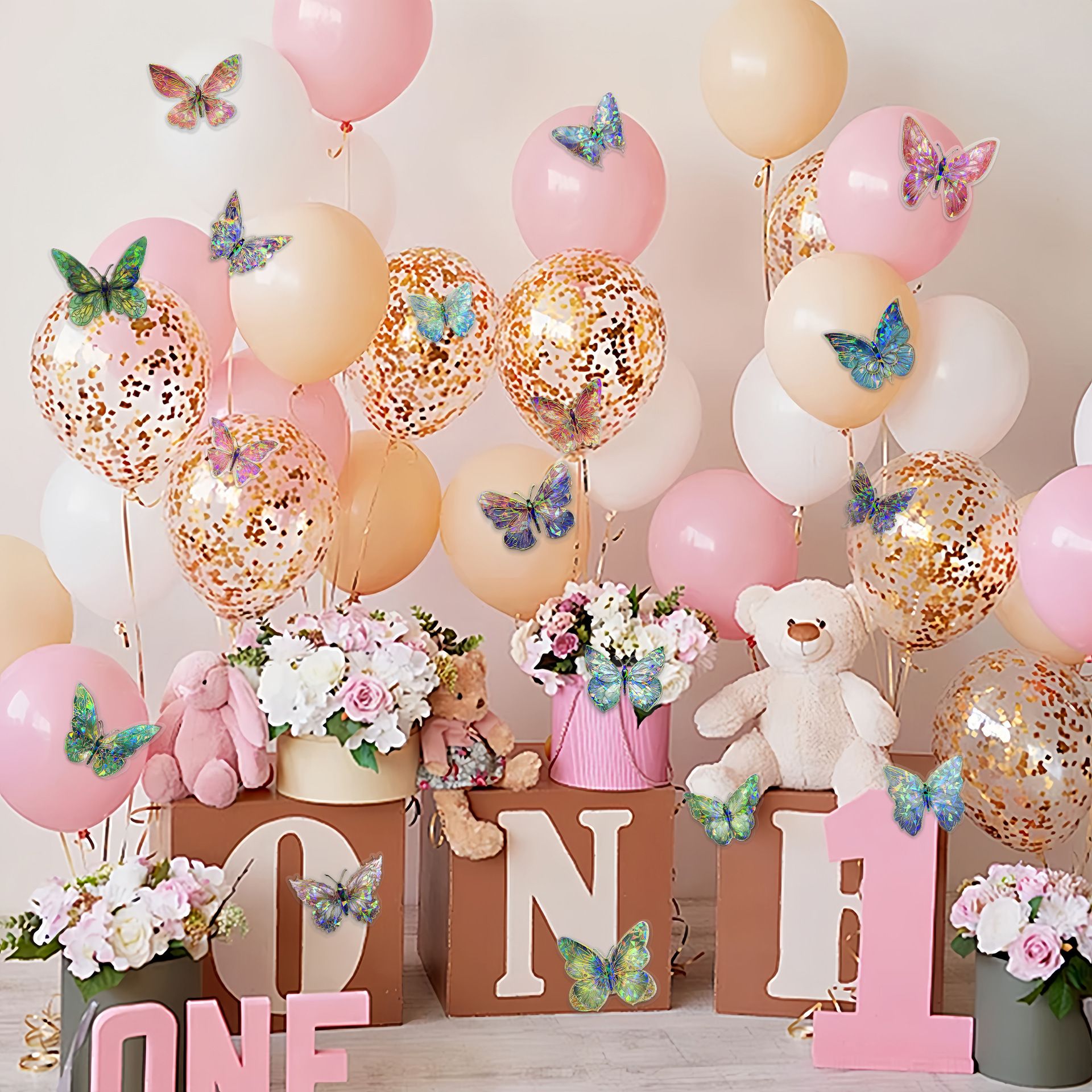10Pcs Laser Engraved Gold 3D Butterfly Wall Decals Self adhesive Waterproof Reusable PET Stickers Dreamy Butterfly Decorations for Birthday Wedding Party Home Room Aesthetic Cake Decor DIY Crafts