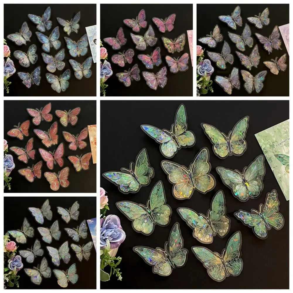 10Pcs Laser Engraved Gold 3D Butterfly Wall Decals Self adhesive Waterproof Reusable PET Stickers Dreamy Butterfly Decorations for Birthday Wedding Party Home Room Aesthetic Cake Decor DIY Crafts