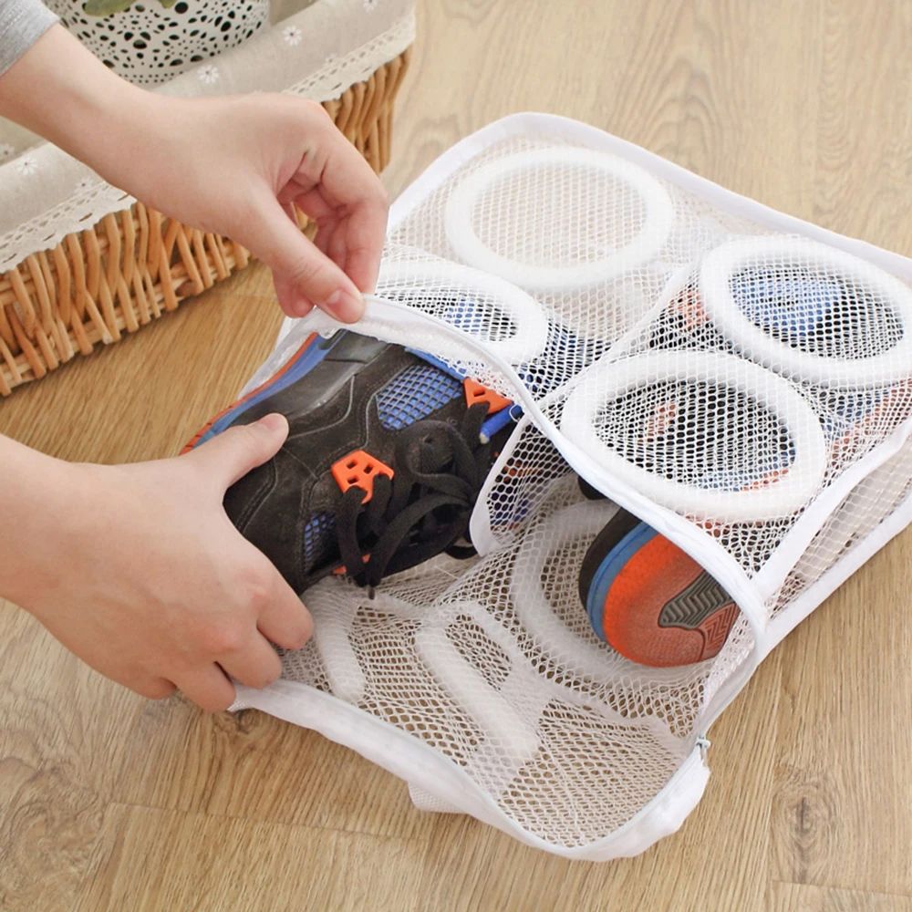 Shoe Bag, Reusable Washing Machine Laundry Shoe Bag For Washer And Dryer Shoe Cleaning Bag, Abrasion resistant and durable, strong mesh design for ventilation, easy and convenient for shoe washing