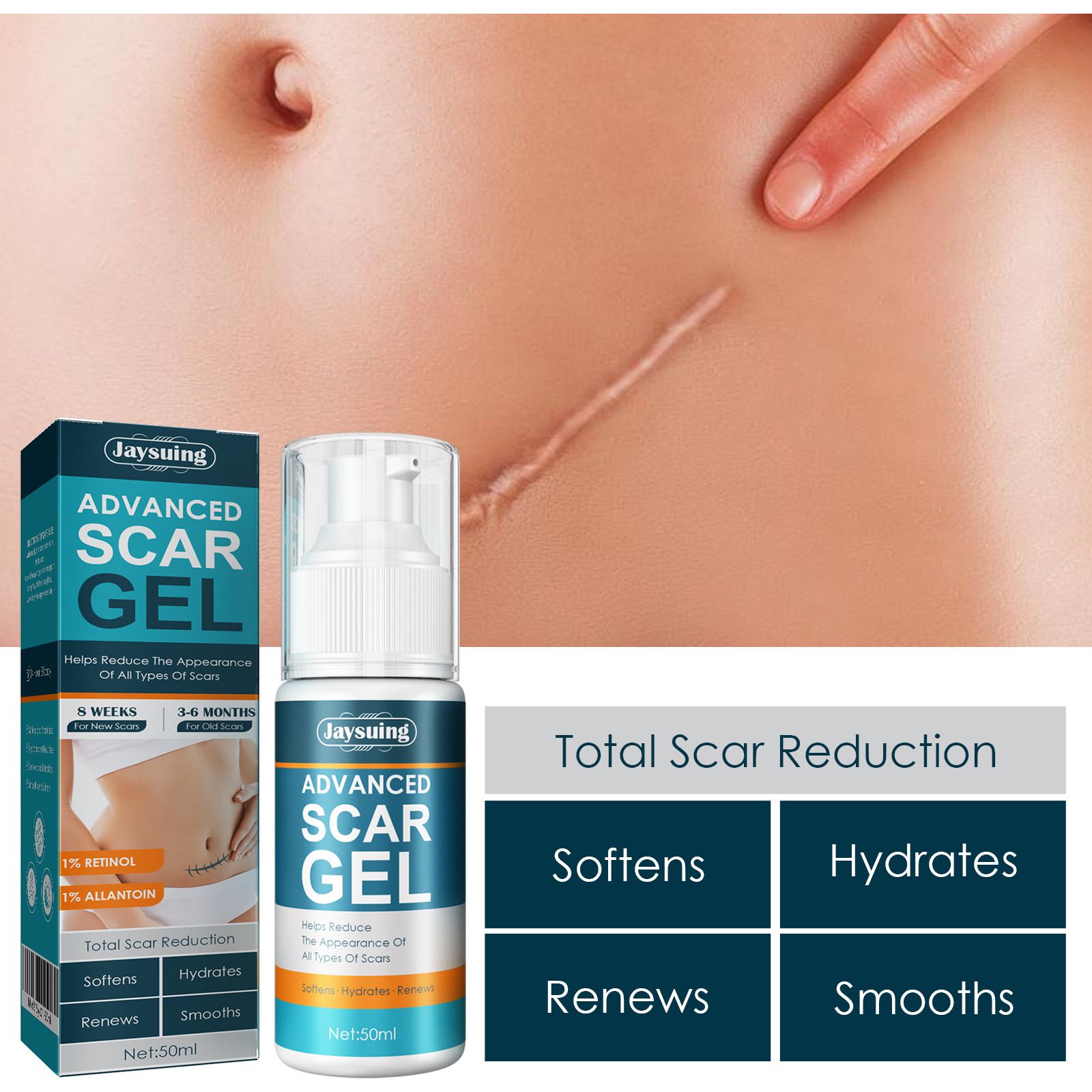 Scar Cream Silicone Scar Gel Medical Grade Scar Gel Facial Care Gel Pigmentation Corrector for Surgical skin Scars Hypertrophic Keloid C-Section Burn Old and New Scars Professional Scar Removal Gel