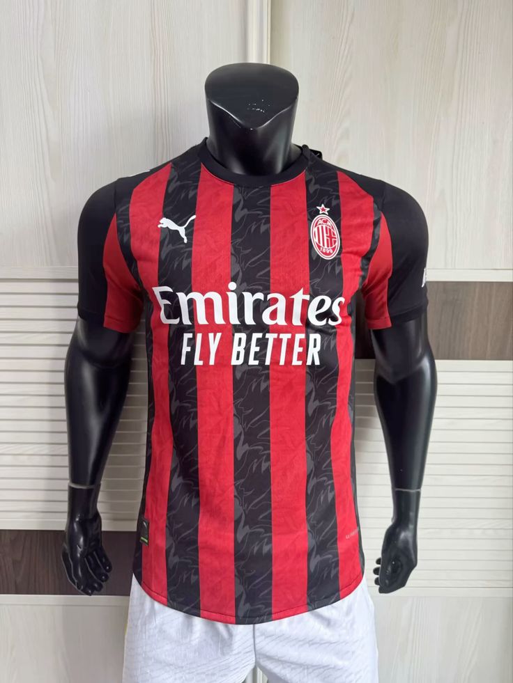 AC Milan 2025/26 Home Jersey is a high-octane tribute to the club's "Diavolo" roots, designed to look as lethal on the street as it does under the San Siro lights.