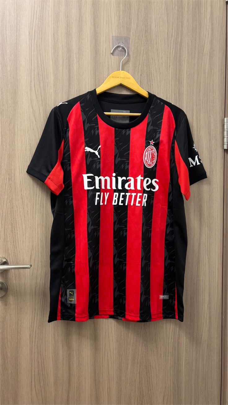 AC Milan 2025/26 Home Jersey is a high-octane tribute to the club's "Diavolo" roots, designed to look as lethal on the street as it does under the San Siro lights.