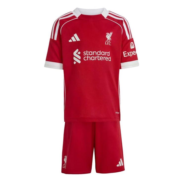 ❤️ Liverpool FC Kids' Home jersey set. This isn't just a shirt; it’s a matching jersey and shorts combo that provides a professional, unified look that kids absolutely love.