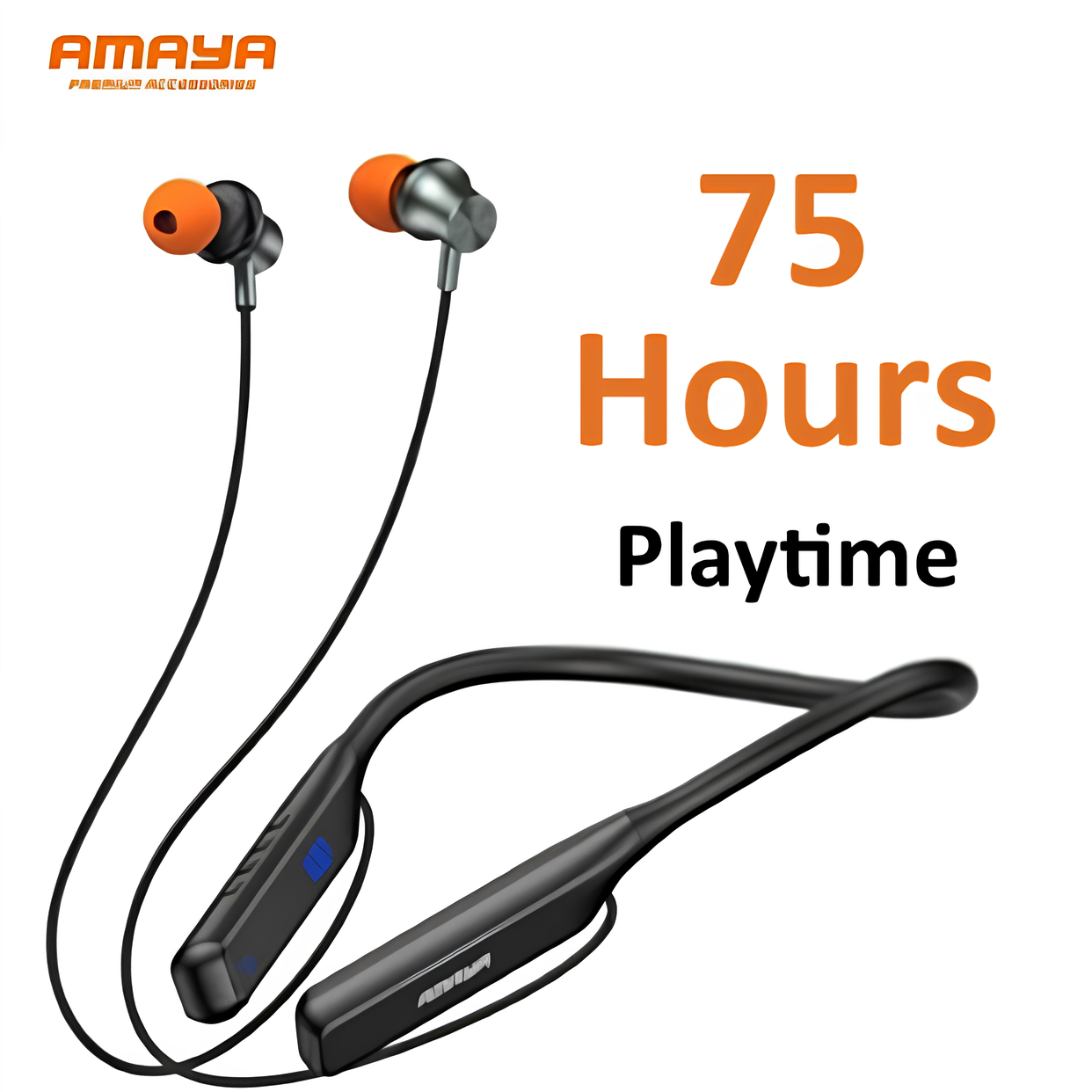 Amaya wireless Bluetooth Neckband with 75 Hours continuous music Playtime | AEP-E10D