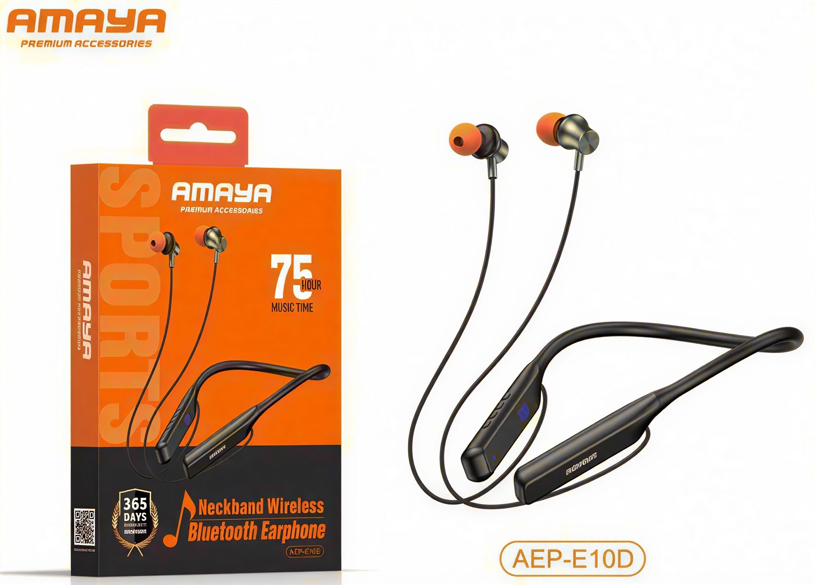 Amaya wireless Bluetooth Neckband with 75 Hours continuous music Playtime | AEP-E10D