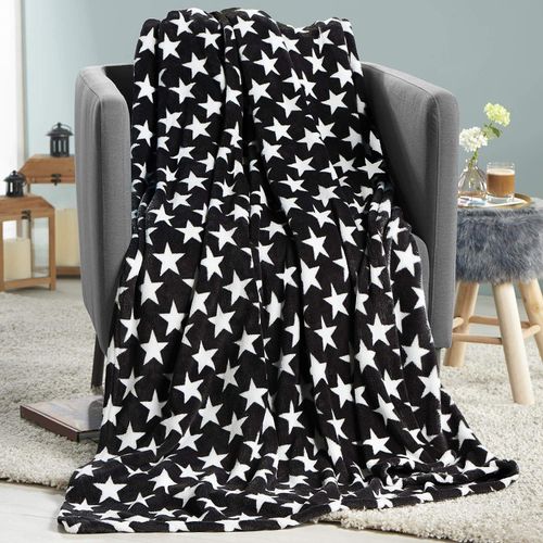Fleece Throw Fleece Blanket- Black Star