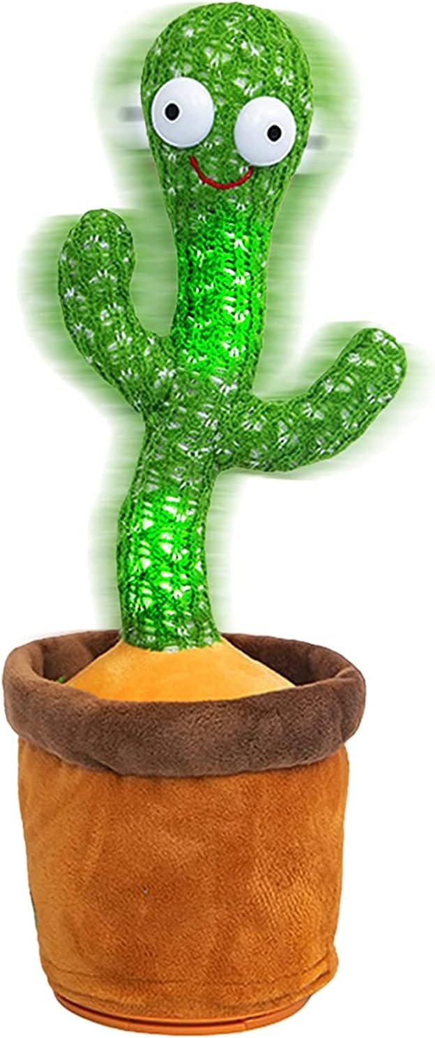 Dancing Cactus Plush Toy for Kids Age 3+  Interactive Talking & Singing Stuffed Doll with Music, LED Lights, Funny Movements, Educational Entertainment Gift for Toddlers and Family Fun