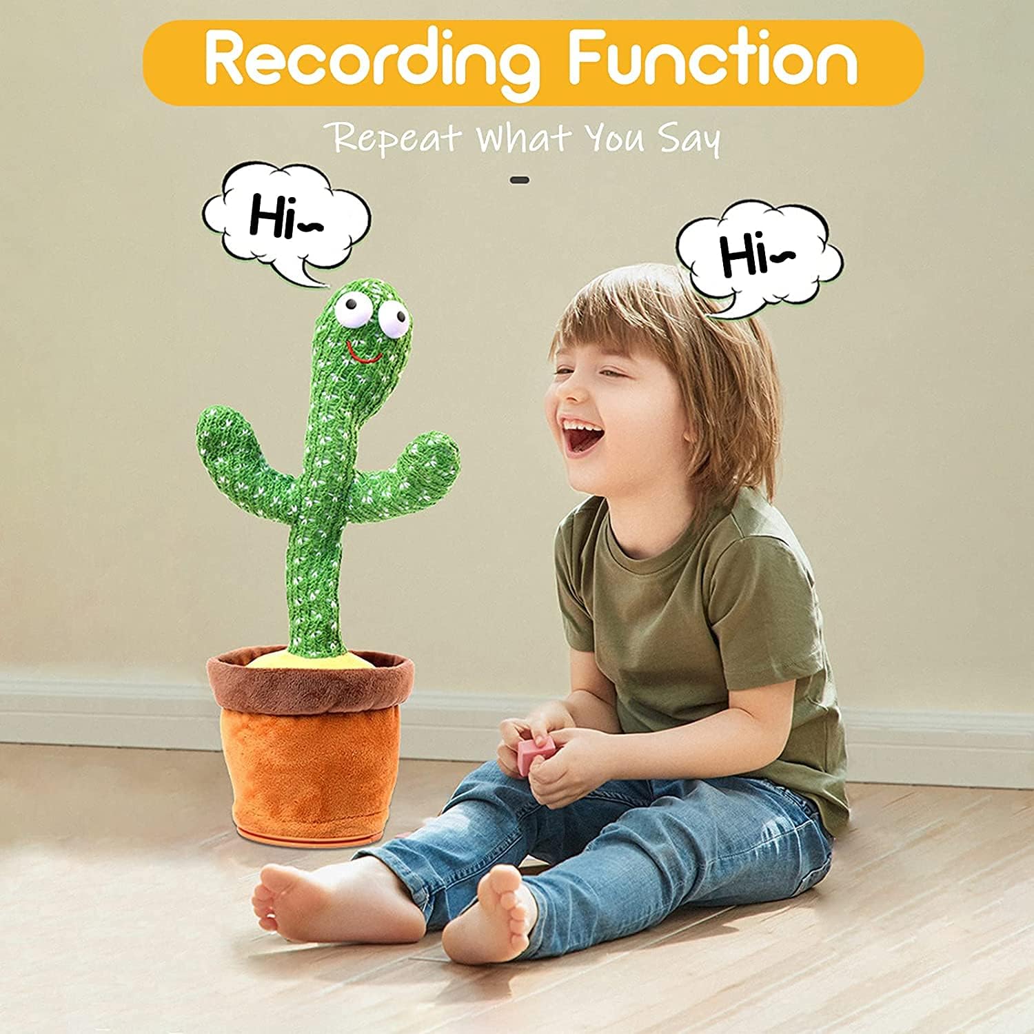 Dancing Cactus Plush Toy for Kids Age 3+  Interactive Talking & Singing Stuffed Doll with Music, LED Lights, Funny Movements, Educational Entertainment Gift for Toddlers and Family Fun