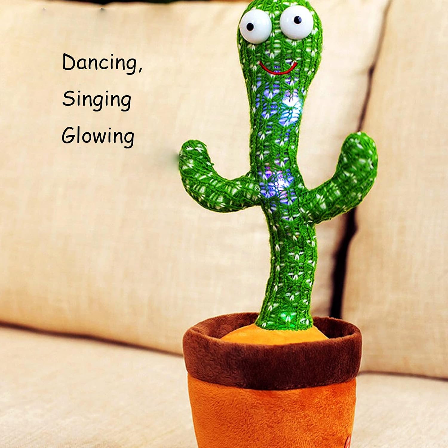 Dancing Cactus Plush Toy for Kids Age 3+  Interactive Talking & Singing Stuffed Doll with Music, LED Lights, Funny Movements, Educational Entertainment Gift for Toddlers and Family Fun