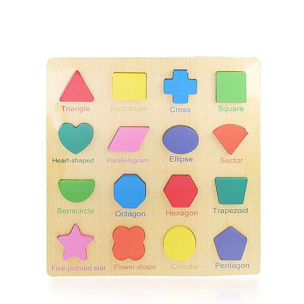 Wooden Educational Shape Learning Board for Kids Ages 3–6 – Montessori Early Learning Toy with 16 Colorful Geometric & Fun Shapes for Preschool, Kindergarten, and Homeschooling