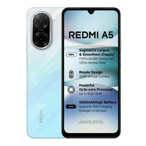 Redmi A5 Display 6.88" 4GB + 128GB Dual SIM 32MP main camera 8MP front camera 5200mAh battery Side fingerprint sensor Smartphone