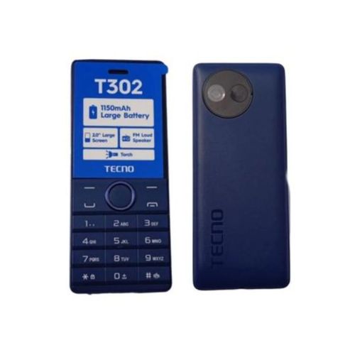 Tecno T302 Dual Sim 1.77-inch screen With Camera & Torchlight FM Loud Speaker ,with up to 24 Days of Standby Battery 1150mAh battery capacity Featured Phones