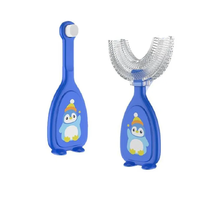 Toddler Children 360 U Shaped Soft Silicone Toothbrush Pack Kid Age 2-6Y All Rounded Teeth Brush Head Easy Circular Wide 3 Side Foam Manual Boy Girl Full Whole Mouth Guard