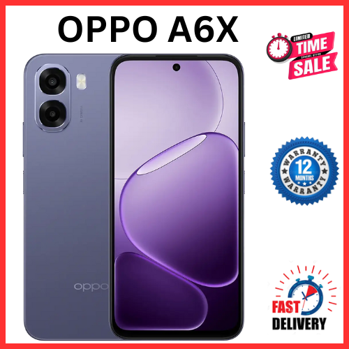 NEW ARRIVALS!!! BRAND NEW OPPO A6X 64GB ROM + 4GB RAM 6.75" SCREEN DISPLAY Smartphone 6100 mAh Battery CAPACITY 120Hz refresh rate 13MP+5MP Camera Android 15 Dual Sim Smart phones