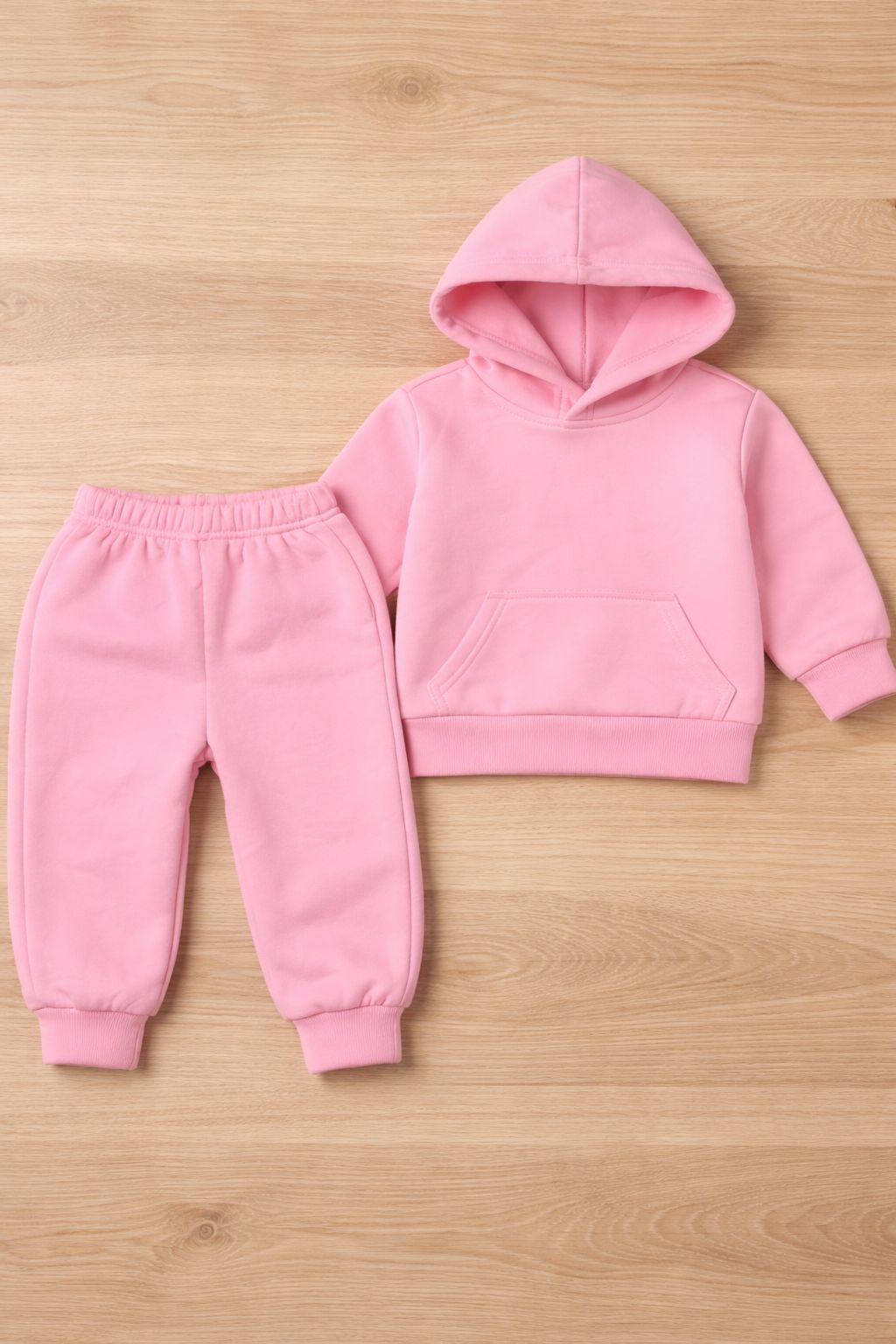 Girls Long Sleeve Warm Hoodie Pullover Tops and Pants Kids Sweat Suit Pink Warm Set-[100cm]