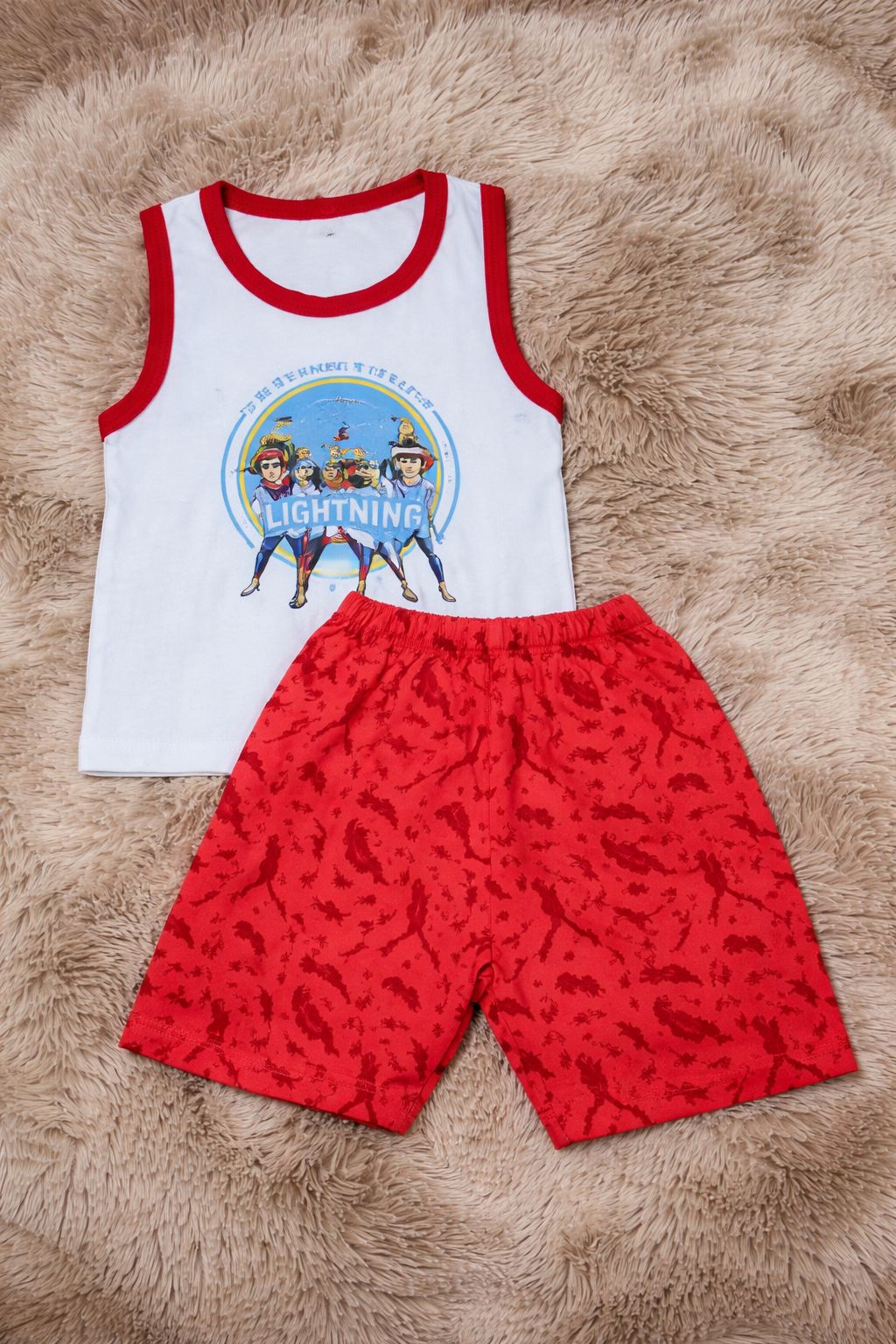 Boys 2PCS Casual Outfit Sleeveless T-Shirt and Pants Set Comfortable Cotton Summer Clothes for Kids (120CM)