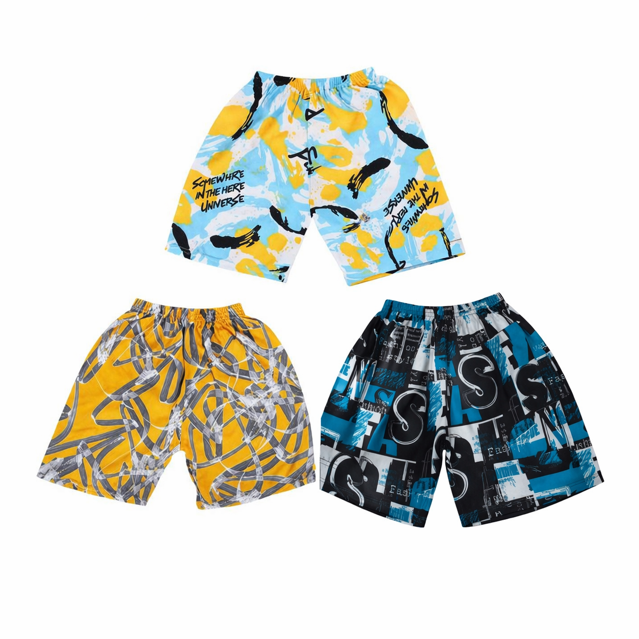 3-Pack Kids Casual Board Shorts Lightweight Breathable Summer Beach Shorts for Boys Age 5–6 Years