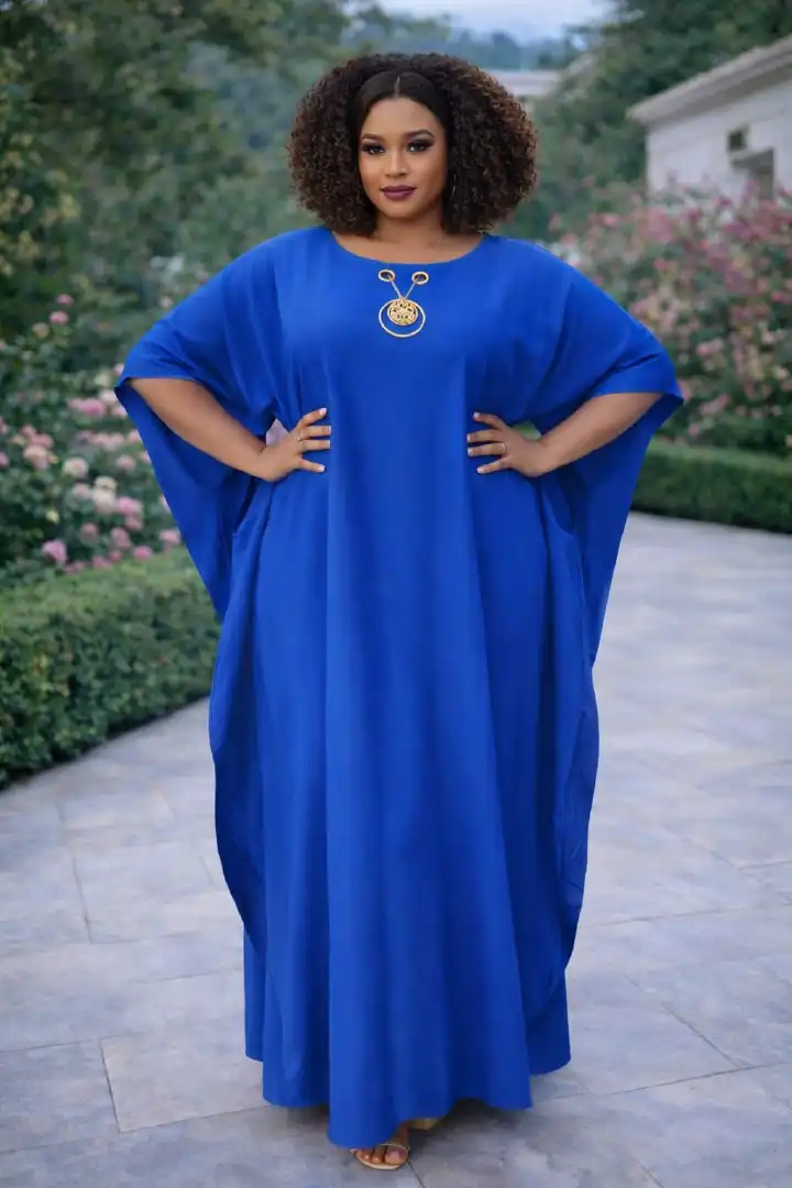 Women's Royal Flow Luxe Free Size Kaftan Dress a statement piece designed for comfort, confidence, and timeless style. Crafted in a rich royal blue hue, this flowing maxi kaftan drapes beautifully