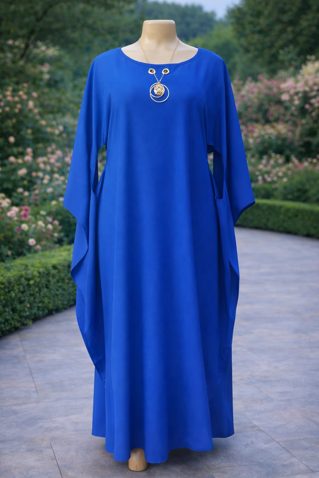 Women's Royal Flow Luxe Free Size Kaftan Dress a statement piece designed for comfort, confidence, and timeless style. Crafted in a rich royal blue hue, this flowing maxi kaftan drapes beautifully