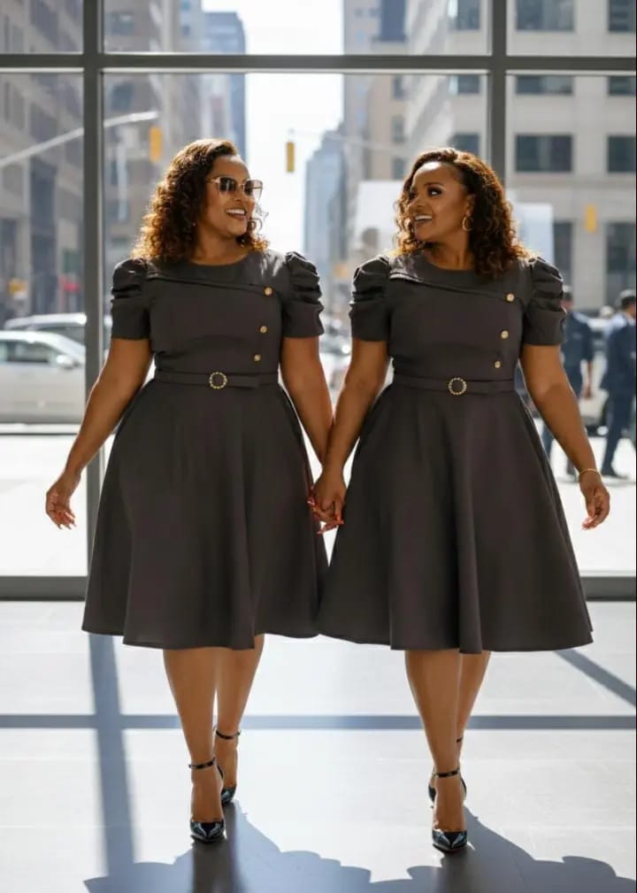 the Midnight Elegance Belted Flare Dress—a perfect blend of classic tailoring and modern femininity. Designed to flatter every silhouette,  Size L to 3XL