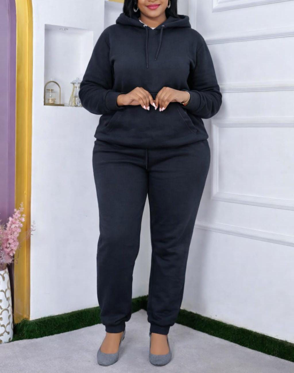 Women's 2- piece Midnight Comfort Luxe Lounge Set Size M to 3XL the perfect blend of relaxed elegance and modern athleisure.