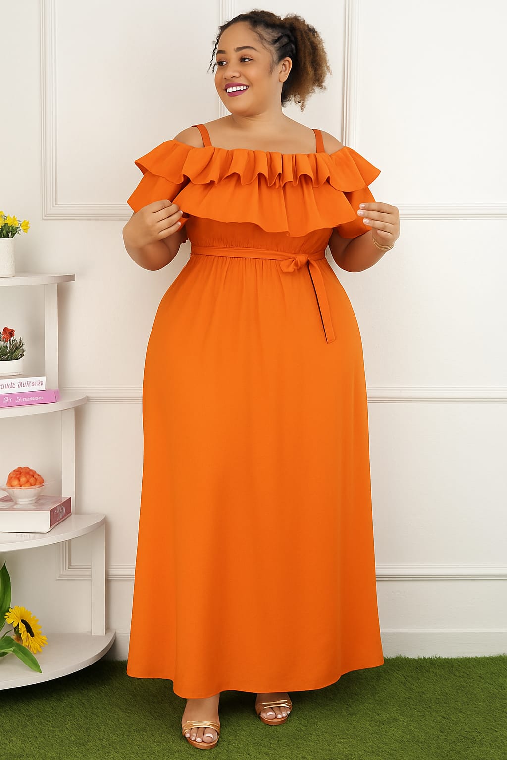 Women's Ruby Elegance Off-Shoulder Maxi Dress Size L to 2XL a stunning blend of sophistication, comfort, and feminine charm,