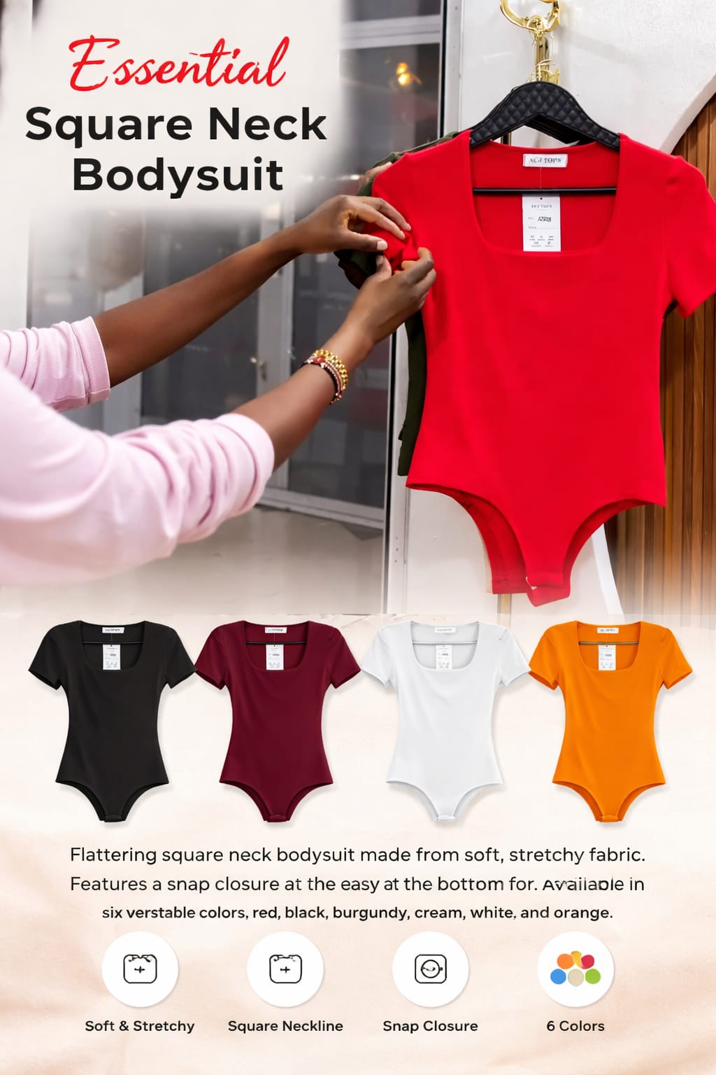 Ladies' Scarlet Sculpt Luxe Bodysuit Size M to XL the ultimate fusion of bold elegance and everyday comfort.Designed for the modern woman who loves to stand out, this striking red piece hugs your body