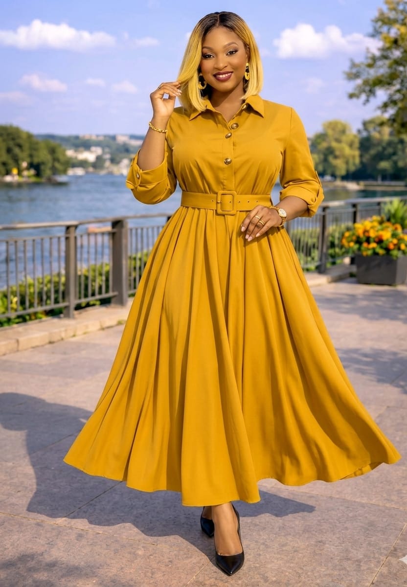 Women's Golden Radiance Belted Elegant MAXI Dress ,size M to 3XL, a timeless piece designed to highlight femininity, confidence, and sophistication