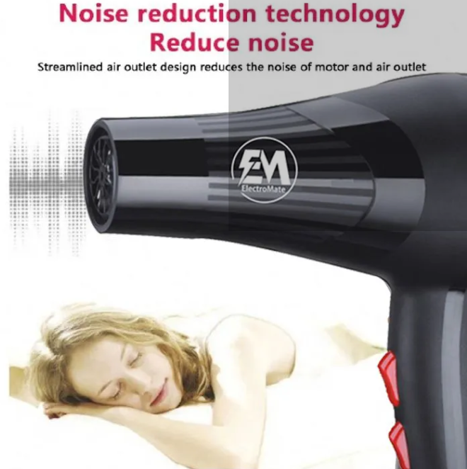 EM Blow Dryer Hair Blower 2200W hair dryer professional with 3 Speed & 2 Temperature Settings – Includes 2 Styling Nozzle & 2 Comb Attachments for Versatile Hair Styling ElectroMate