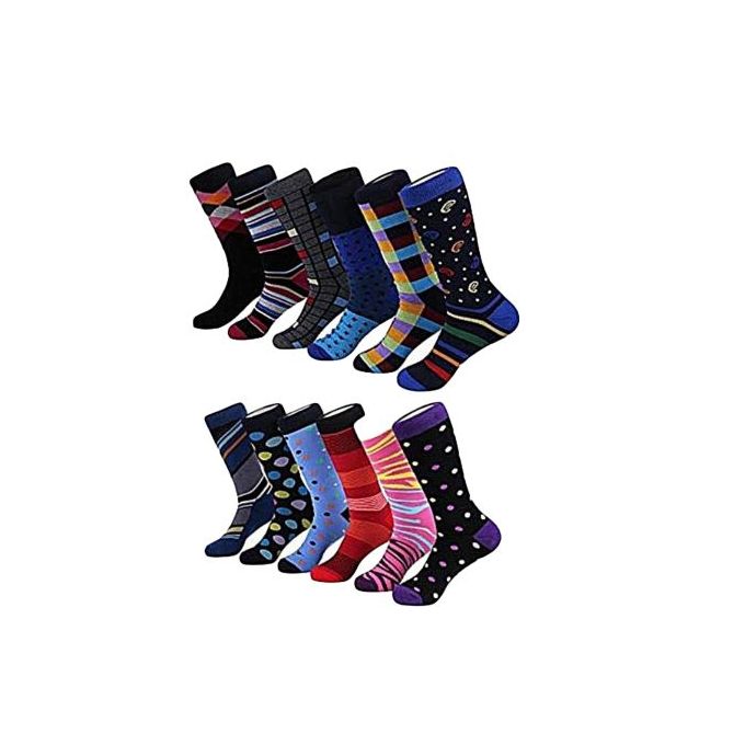 Men’s Classic Office Socks (Set of 6 Pairs) – Assorted Formal Patterns, 100% Pure Cotton, Soft, Breathable & Durable
