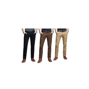 3-Pack Soft Khaki Men’s Slim Fit Trousers | Official & Smart-Casual Wear | Lightweight, Comfortable & Durable Fabric