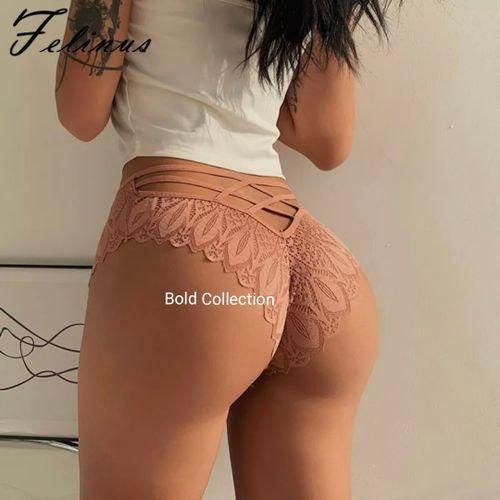 3-Pieces Hottest French Lace Ladies Panty Set – Sexy Lace Hotpants for Women, Soft & Stretchy Waistband, Breathable Comfortable Fit, Full Coverage Design (Hips 40–46 Inches)