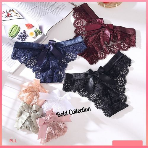 3-Pieces Hottest French Lace Ladies Panty Set – Sexy Lace Hotpants for Women, Soft & Stretchy Waistband, Breathable Comfortable Fit, Full Coverage Design (Hips 40–46 Inches)