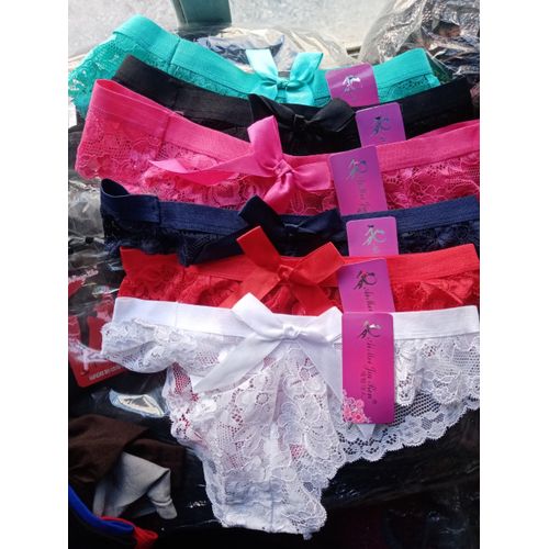 3-Pieces Hottest French Lace Ladies Panty Set – Sexy Lace Hotpants for Women, Soft & Stretchy Waistband, Breathable Comfortable Fit, Full Coverage Design (Hips 40–46 Inches)