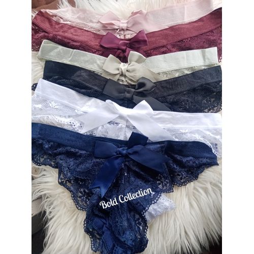 3-Pieces Hottest French Lace Ladies Panty Set – Sexy Lace Hotpants for Women, Soft & Stretchy Waistband, Breathable Comfortable Fit, Full Coverage Design (Hips 40–46 Inches)