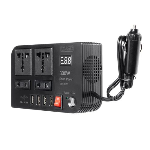 300W Portable Car Power Inverter 12V DC to 220V AC Converter with 4 USB Charging Ports, Dual AC Outlet Socket, Vehicle Power Adapter for Laptop, Phone, Devices & Travel Auto Accessories