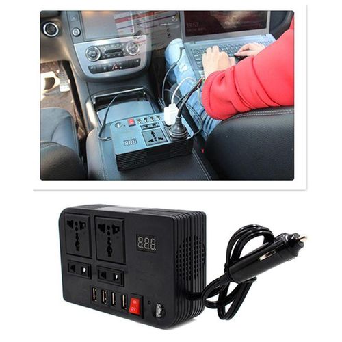 300W Portable Car Power Inverter 12V DC to 220V AC Converter with 4 USB Charging Ports, Dual AC Outlet Socket, Vehicle Power Adapter for Laptop, Phone, Devices & Travel Auto Accessories