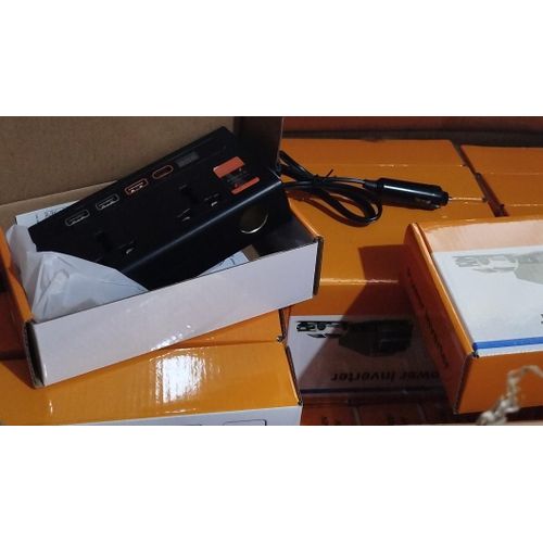 200W High Power Fast charging car inverter DC/AC 12V to 220/24V With Two Charging ports,3 USB Ports and 1 type c port & cigarette lighter port