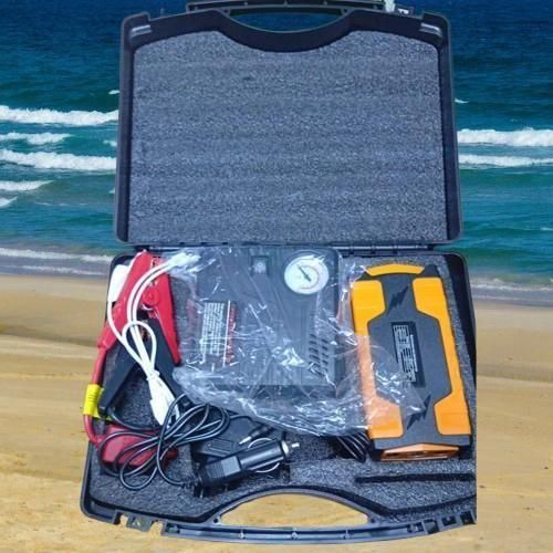 Emergency Portable Car Jump Starter Kit with Tyre Inflator & Air Compressor – 12V Auto Battery Booster for Dead Car Battery, Power Bank with LED Flashlight & Safety Protection