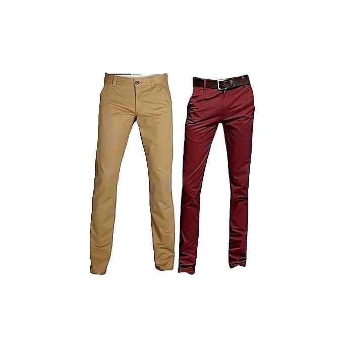 2-Pack Soft Khaki Men’s Slim Fit Trousers | Official & Smart-Casual Wear | Lightweight, Comfortable & Durable Fabric