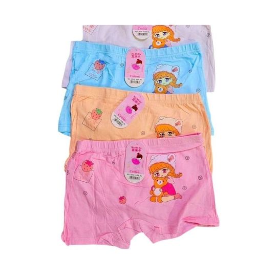 Fashion 4-Piece Girls’ Assorted Print Underwear Set – Premium Soft Cotton Kids Panties, Breathable Comfort Briefs & Hot Pant, Stretchy Waistband, Cute Cartoon & Floral Designs, Everyday Innerwear