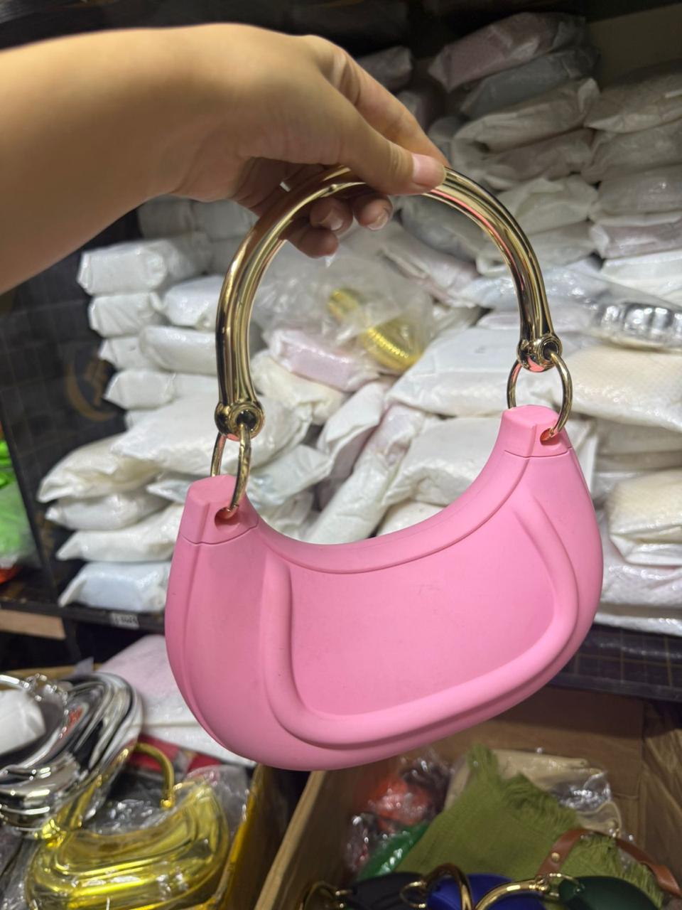 Fancy Chrome Designer-Style Purse – Futuristic Hard-Shell Handbag with Gold Chain, Statement Fashion Bag for Weddings, Dinner Dates & Special Occasions.”