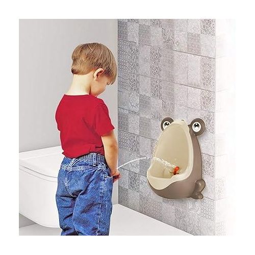 Cute Frog Potty Training Urinal for Baby Boys – Wall-Mounted Portable Toddler Training Urinal with Removable Bowl, Splash-Proof Design & Strong Suction Cups