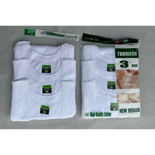 YARRISSON Men’s White Cotton Vests (Pack of 3) – All White, Soft, Breathable & Durable Everyday Innerwear