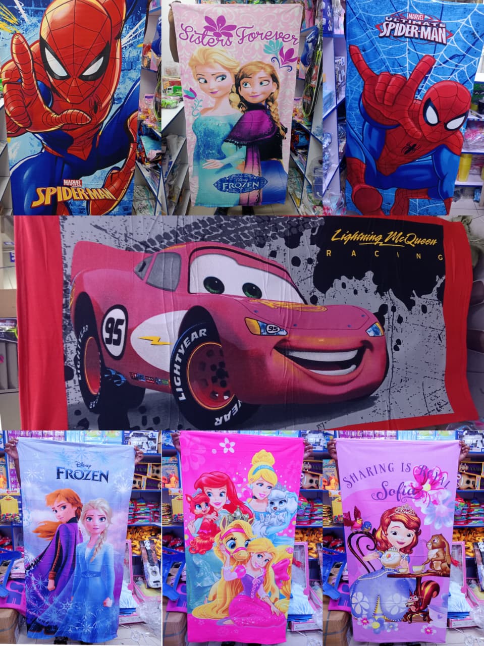 COTTON Premium Kids Character Beach & Bath Towels - Ultra Soft Microfiber Swimming Wrap - Assorted Cartoon Editions (Stitch, Frozen, Marvel ,Kitty ,Spiderman,Batman,Sofia,Sonic etc
