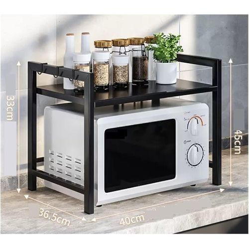 Multifunctional Kitchen Microwave Rack – Space-Saving Countertop Storage Stand with Cutlery Holder & Spice Organizer, Freestanding Microwave Oven Shelf Unit for Modern Kitchens”